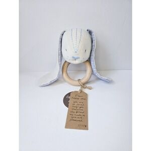 Demdaco plush baby rattle bunny rabbit head NWT